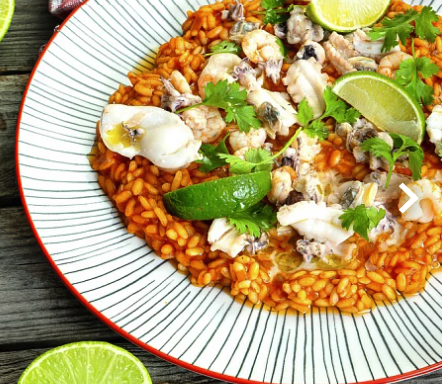 Risotto with seafood, coriander and lime